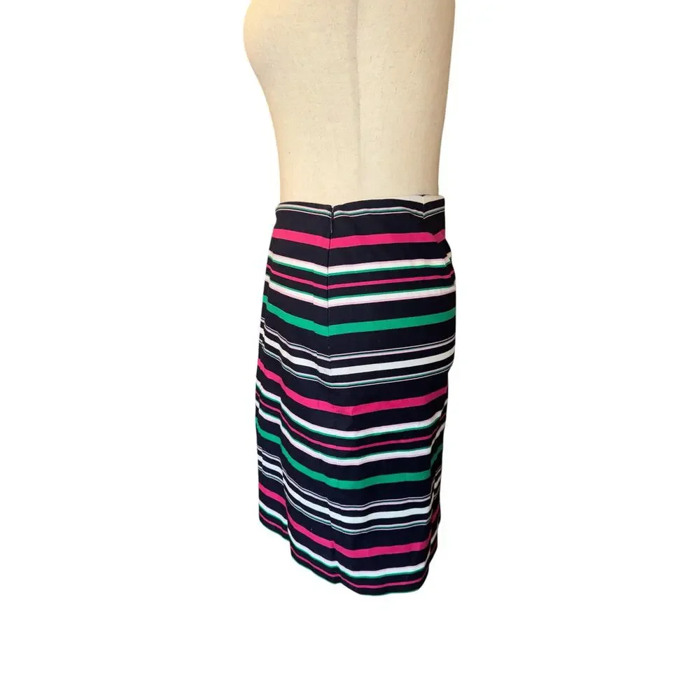 Talbots Skirt | Navy‎ Striped | Side Zip | Lined | Petite 14